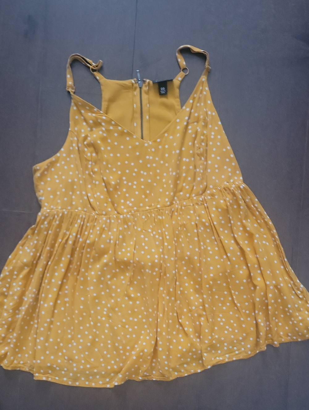 Torrid Mustard Yellow Polka Dot Spaghetti Strap Blouse